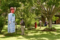 Exhibit of colorful, folkloric masks